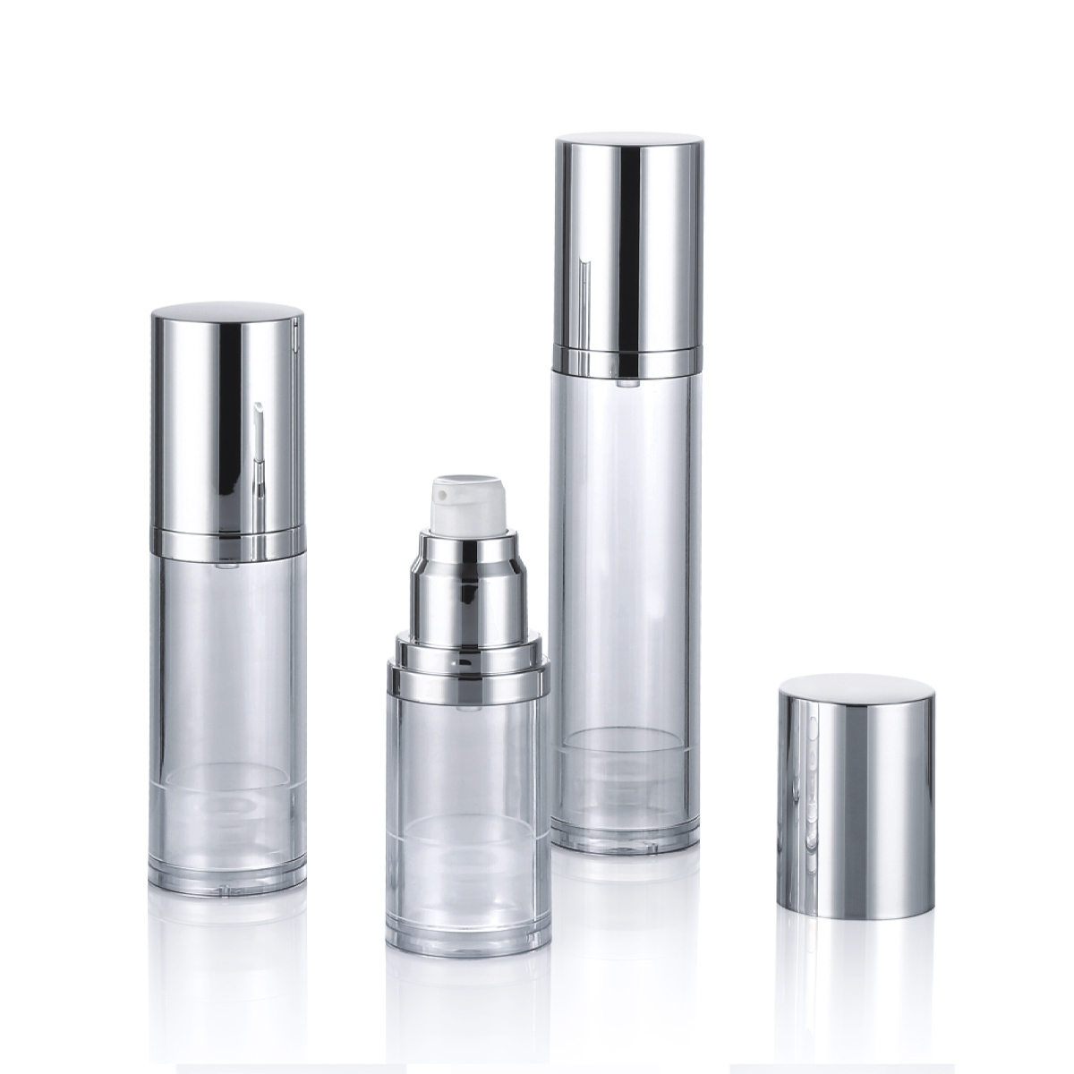 15ml 30ml 50mlカスタムシャイニー/マットシルバー化粧品ケアエアレスポンプボトルL04-1