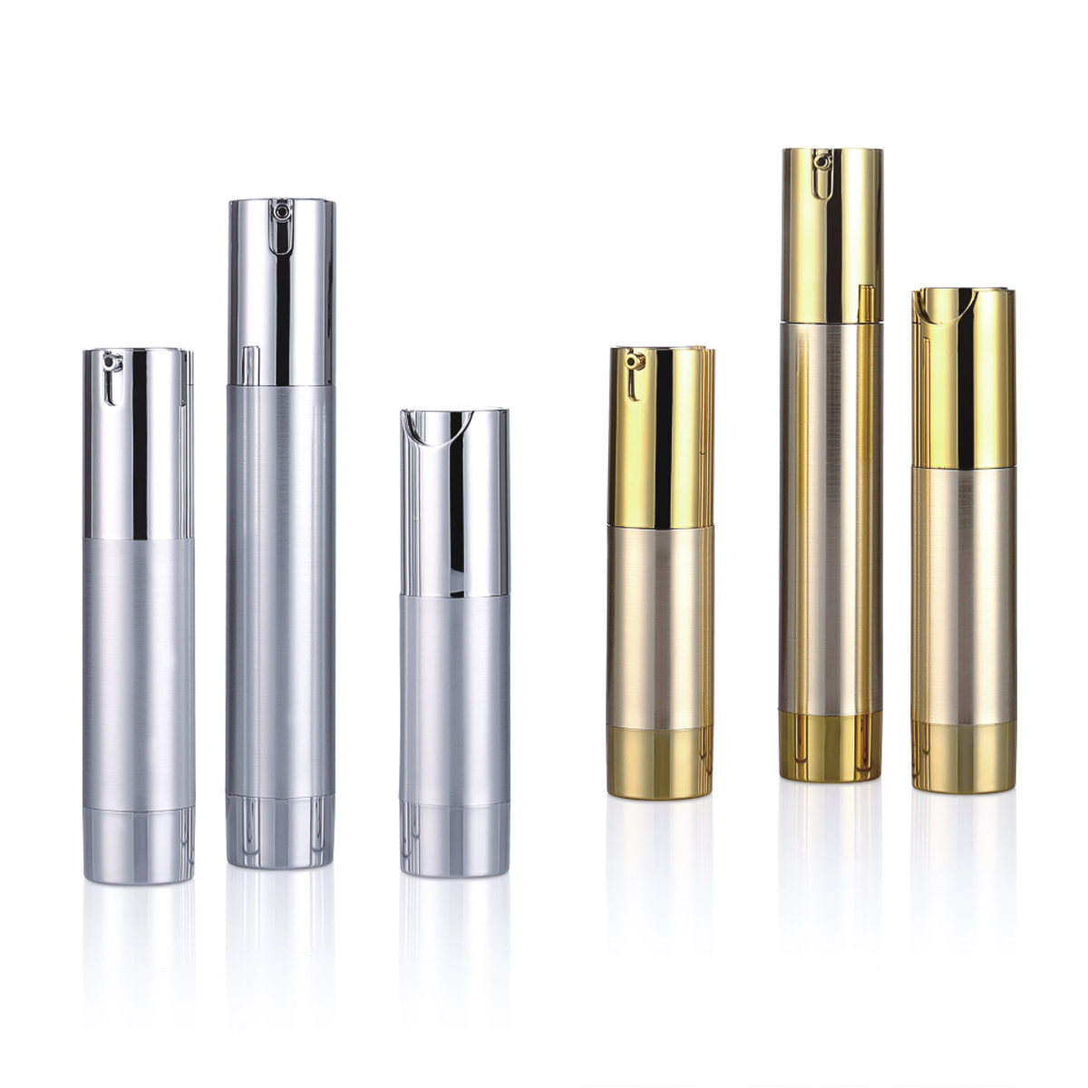 15ml 20ml 30ml U字型エアレスローションボトルカスタマイズされた高級スキンケアシルバーゴールデンエアレスボトルl06