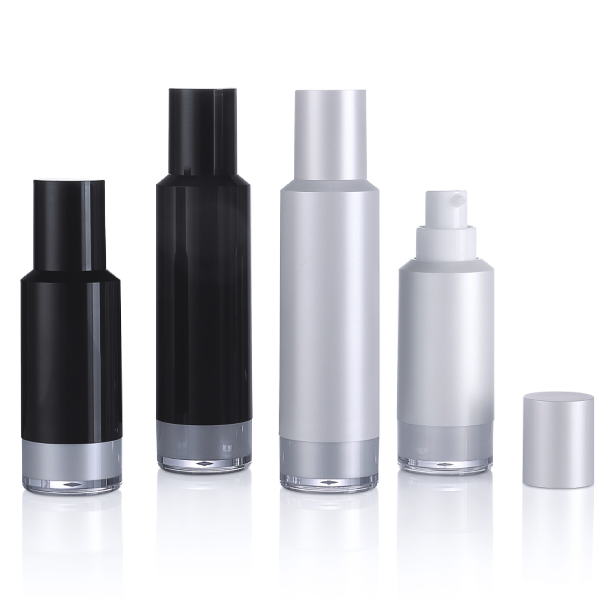 15ml 30ml高級プラスチックPPブラックマットローションスキンケアパッケージ用エアレスポンプボトルL07