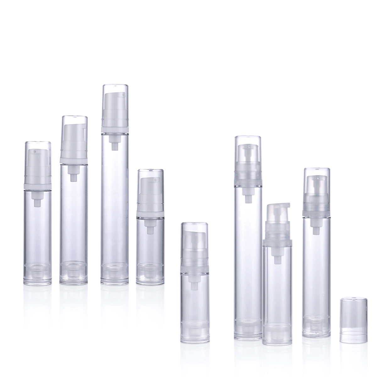5ml 10ml 12ml 15mlシリンダーpp透明なエアレスポンプローションボトル化粧品ミストスプレーボトル真空フラスコL12